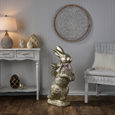 35" Resin Foiled Standing Chocolate Bunny