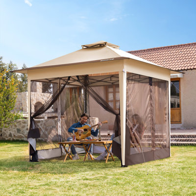 10ftx10ft. Double Tiered Roof Outdoor Portable Pop Up Canopy Tent with Mosquito Netting