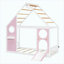 Lit simple avec glissade, bande lumineuse à DEL et panneau avant, rose - lit plateforme en bois pour enfants-594253160