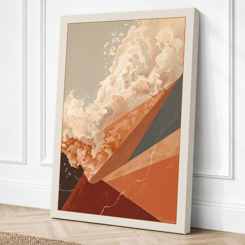 Angular Form Rising Modern - Wrapped Canvas, 36x24 - 91.4 x 61.0 cm, Cream Border