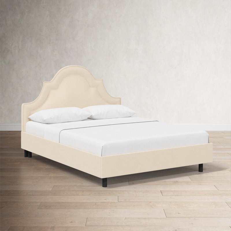 Lit plateforme tapissier Knipe, Très grand, Velours perle classique