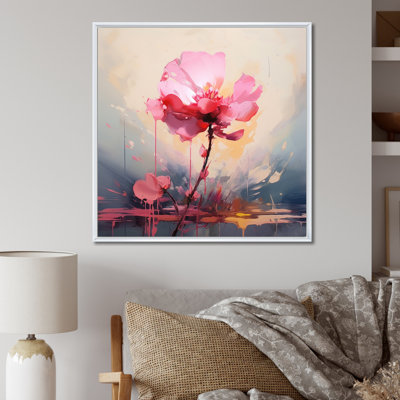 «Coral Elegance Single Pink Rose Blossoming», reproduction sur toile