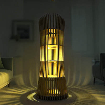 66.9'' H Pure Solid Wood Modern Cat Tree with Lights