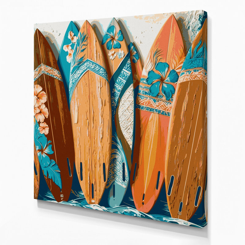 Toile hawaïenne, art mural sur toile brune, H 12 po x l 12 po