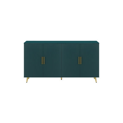 Modern Style Tv Stand With Storage & Navy Blue Accent Stylish Cabinet -