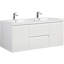 Meuble-lavabo flottant avec lavabo, meuble-lavabo mural moderne avec lavabo à surface solide et deux tiroirs à fermeture en douceur-117866859