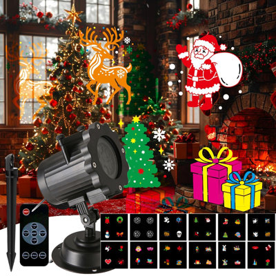 Projecteur de Noël pour l'extérieur, projecteur de Noël pour les fêtes avec 12 glissières à thème et télécommande pour décorations de Noël, décorations de Noël pour Halloween, projection de jardin