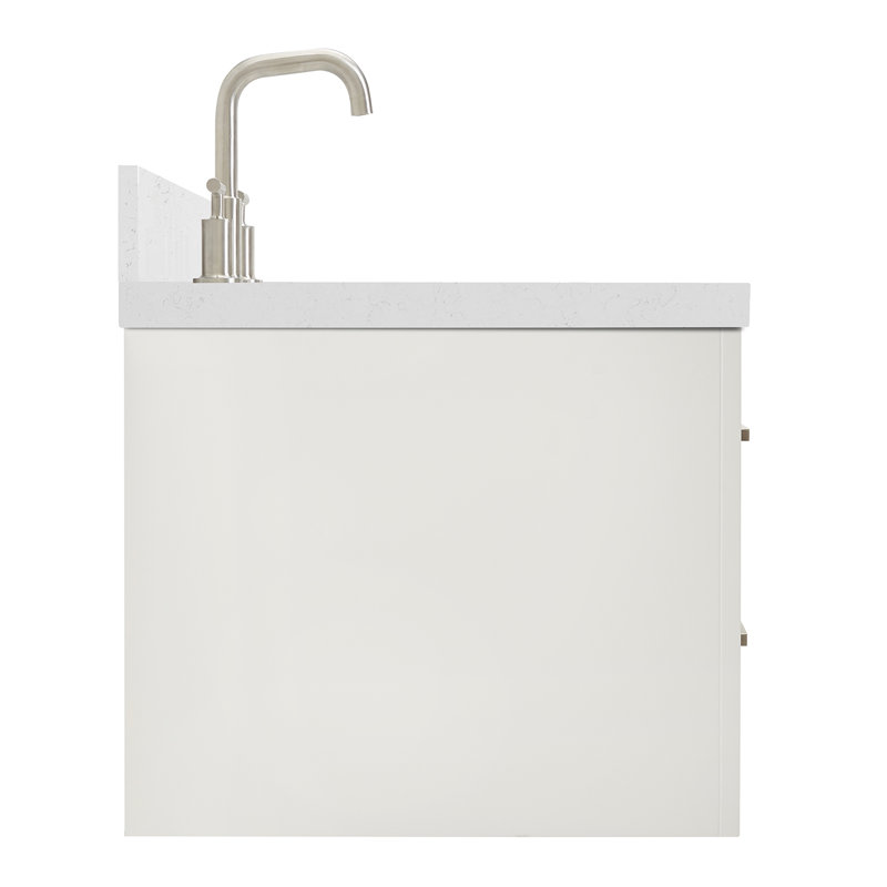 4_ARIEL Hutton 60 Single Sink Bathroom Vanity with Carrara White Quartz, White, Brushed Nickel, 60"