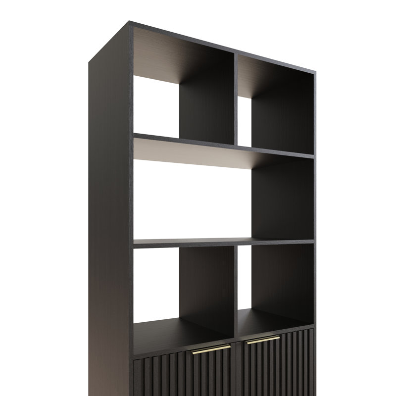 181cm H x 80cm W Standard Bookcase, Black/Gold