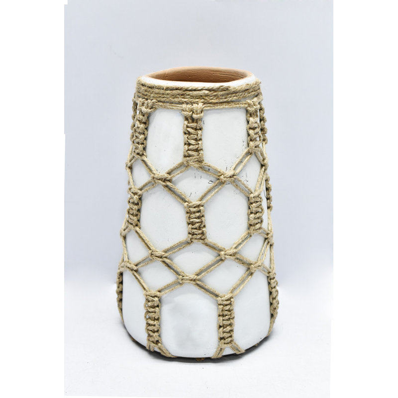 Vanhorn Clay Table Vase, White