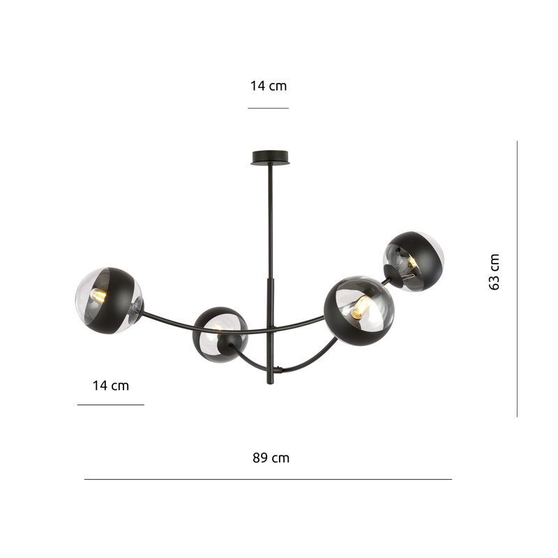 4 - Light Sputnik Chandelier, Transparent/Black
