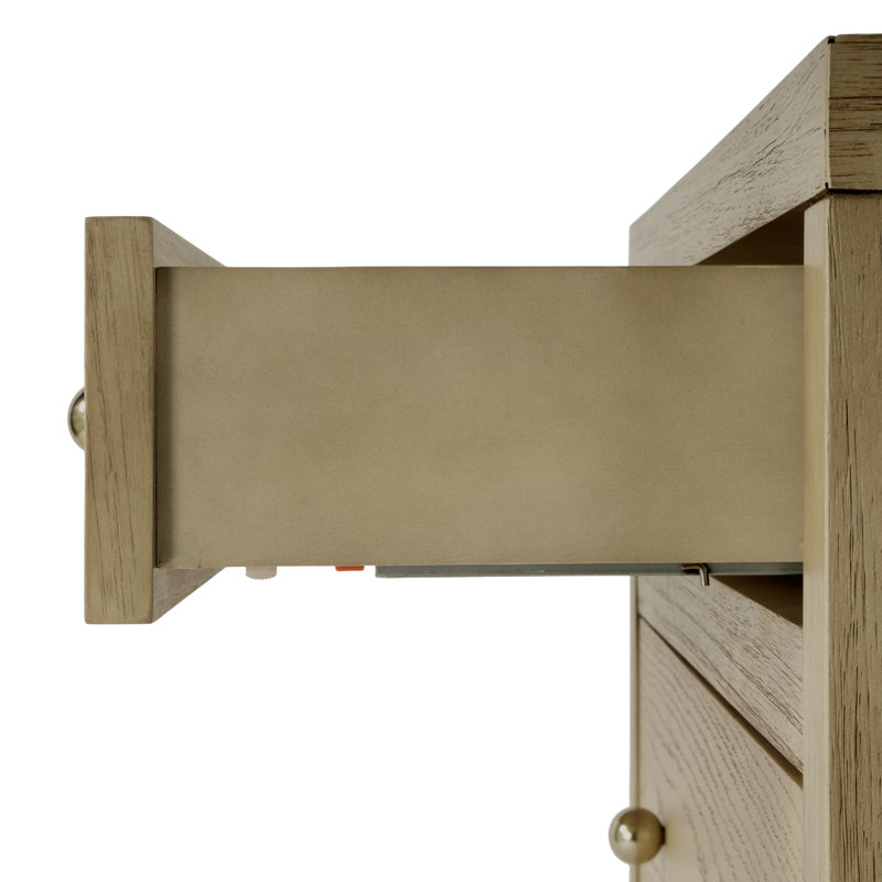 Nora 25 in. W Rectangular Wood 3 Drawer Nightstand, Light Oak