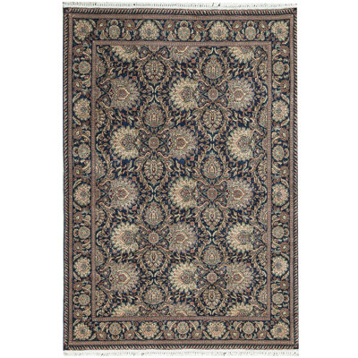 Tapis bleu marine et bleu marine de haute qualité noué à la main