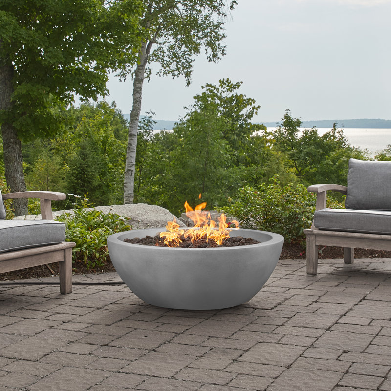 Eldora Round Concrete Fire Pit by Jensen Co, 14" H x 38" W x 38" D, Propane, Ash