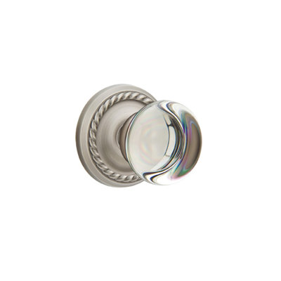 Ensemble de faux boutons Emtek avec rosette en corde et bouton en verre Providence