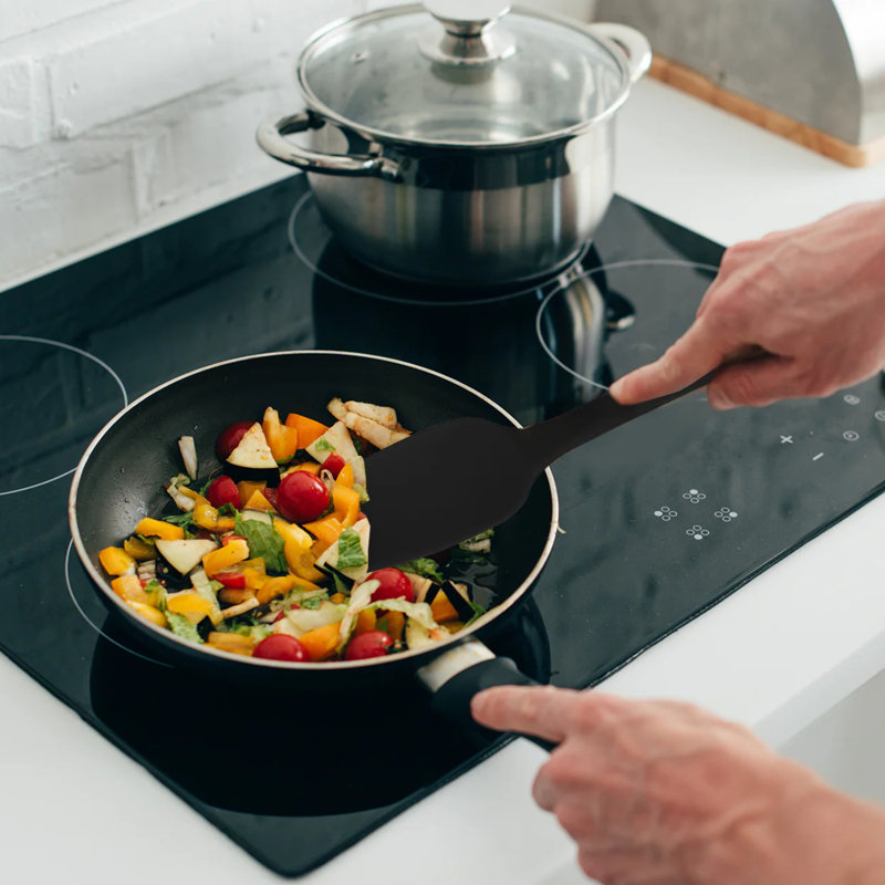 Ensemble de tournevis en silicone 8 pièces Kaluns - Ustensiles de cuisine antiadhésifs résistants à la chaleur avec poignées ergonomiques - Ensemble d'outils de cuisine sans BPA, noir