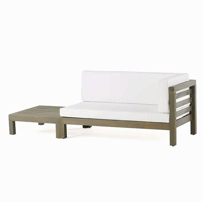 BANC D'angle droit et table basse, blanc