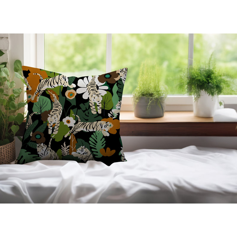 Oreiller carré réversible intérieur / extérieur Tor Tiger, H 18 po x l 18 po, Orange