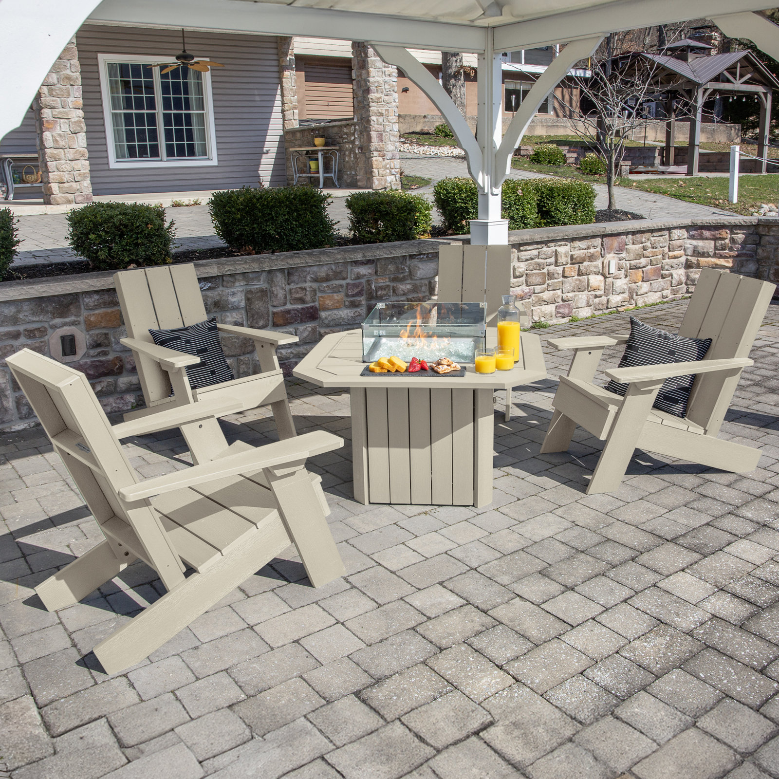 Outdoor Adirondack Set, Whitewash