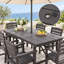 Ensemble de salle à manger d'extérieur 7 pièces en PEHD comprenant 6 fauteuils et une table rectangulaire avec trou pour parasol de 5 cm.