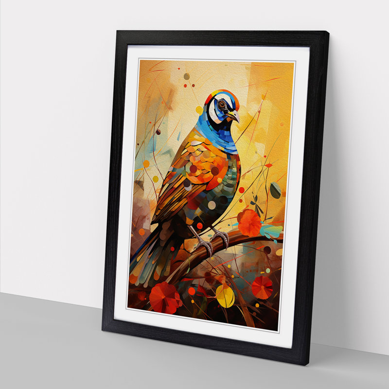 Partridge Orphism - Single Picture Frame Print on Wood, Black Framed, 46cm H x 34cm W x 2" D