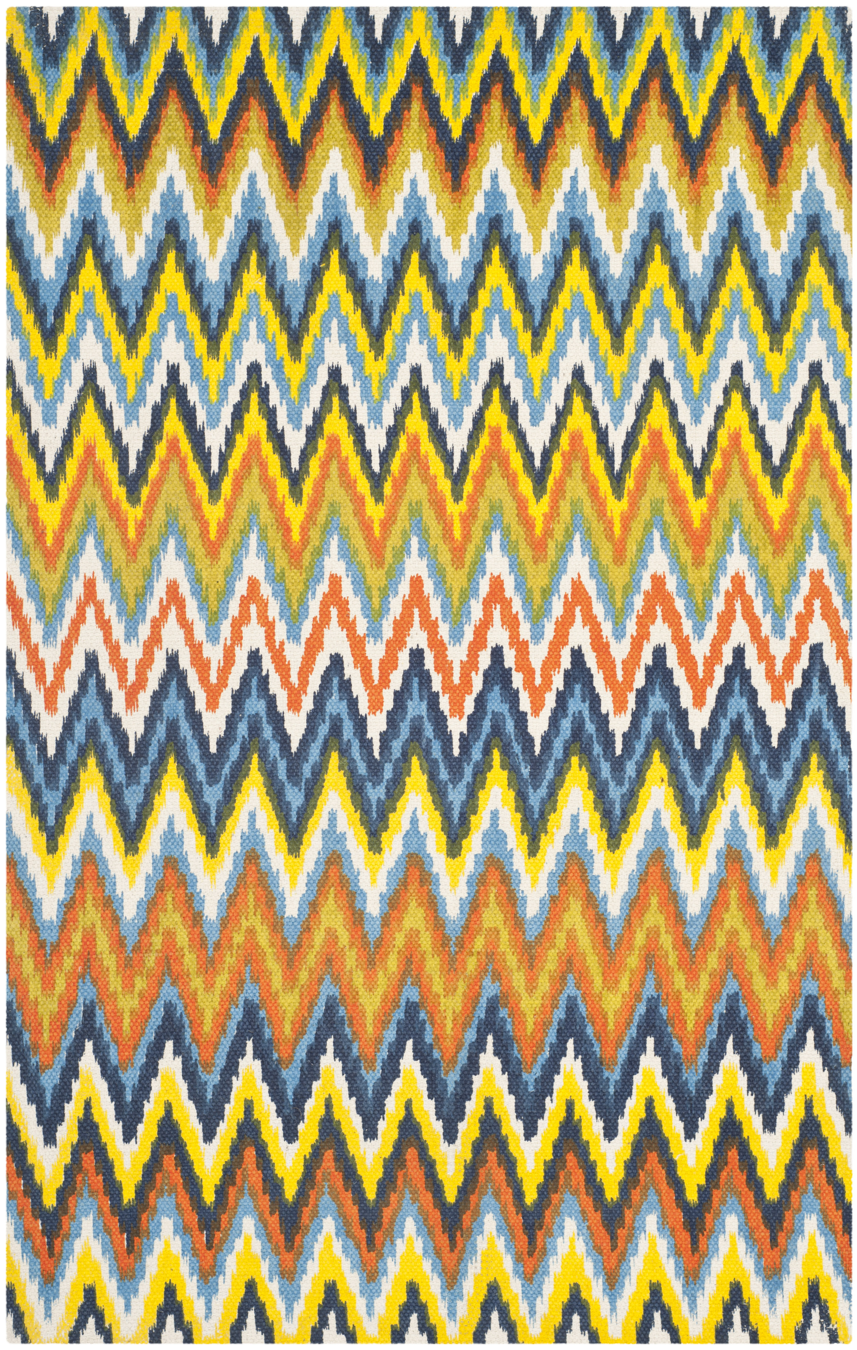 Zipcode Design™ Blair Blue/Yellow/Orange Striped Contemporary Area Rug ...