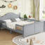 Lit plateforme gris avec tête de lit, garde-corps et grand espace de rangement encombrant gris-129982934-129982936
