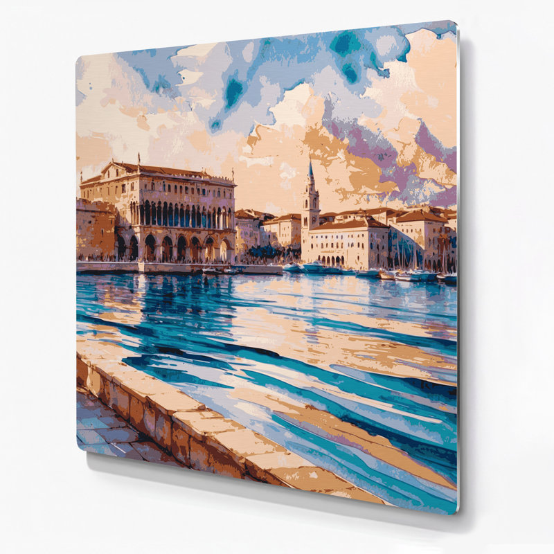 Cities Split Croatia Beige Metal Wall Art, 12" H x 12" W