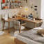 Bureau d'écriture brun en bois massif en forme de L-801507801-801507806