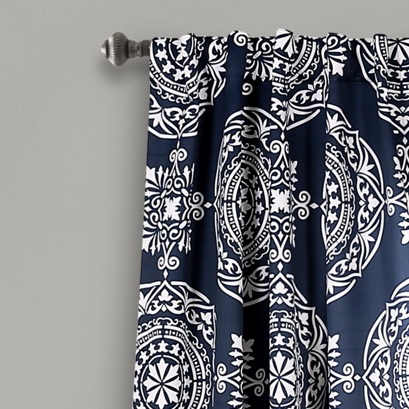 Paire de rideaux occultant et isolant Karmen, Bleu marine/blanc