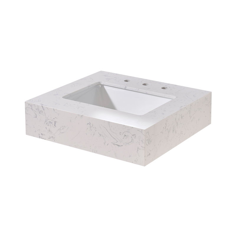 24" White Ceramic Bathroom Vanity Top with Sink
