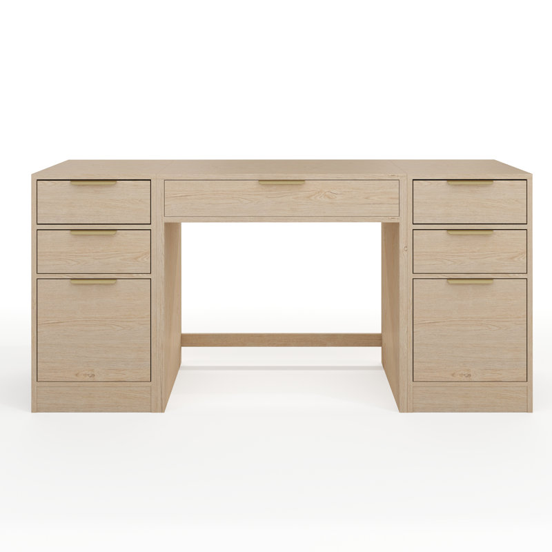 Martha Stewart Kayden Modular 1 Drawer Desk And Dual 3 Drawer File Cabinets, Brown