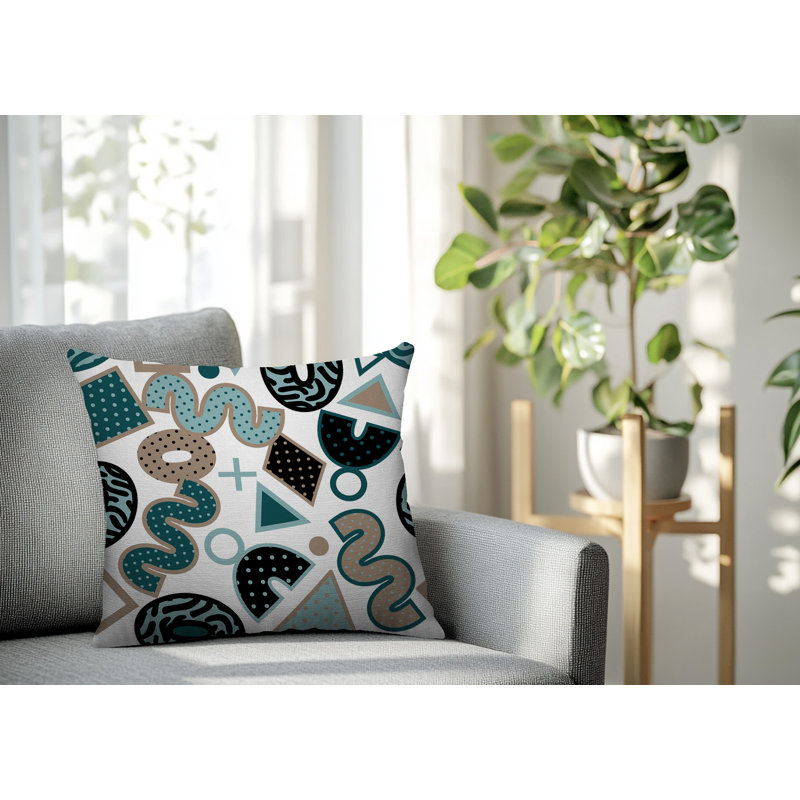Coussin carré intérieur / extérieur Trixel, Carré 18 po, Émeraude