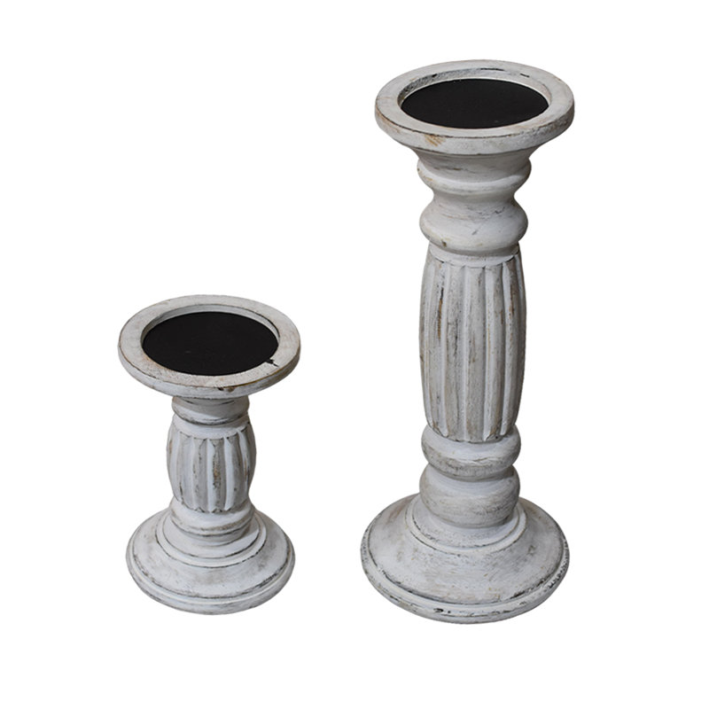 Chandelle de table en bois 2 pièces