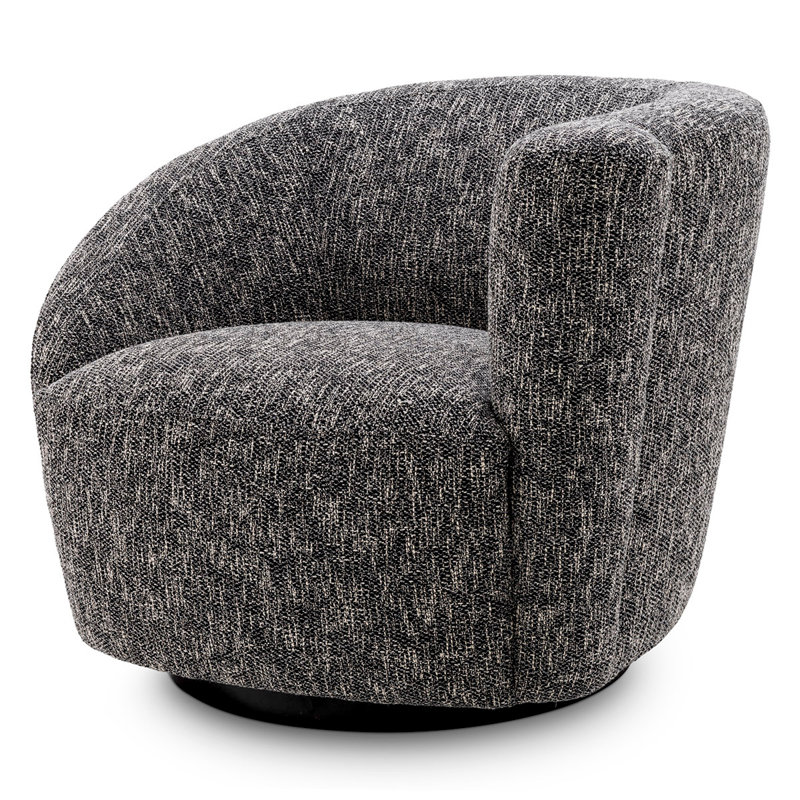 Colin Swivel Barrel Chair, Cambon Black Cotton Blend