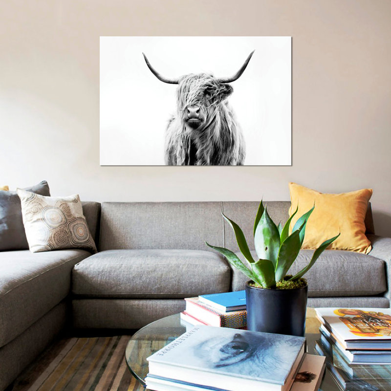 Bairdstown Portrait Of A Highland Cow by Dorit Fuhg - Print on Canvas, Wrapped Canvas, 20.32 cm H x 30.48 cm W