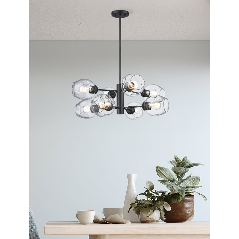 Lustre sphérique Spoutnik à 8 lumières Anastasia, Noir
