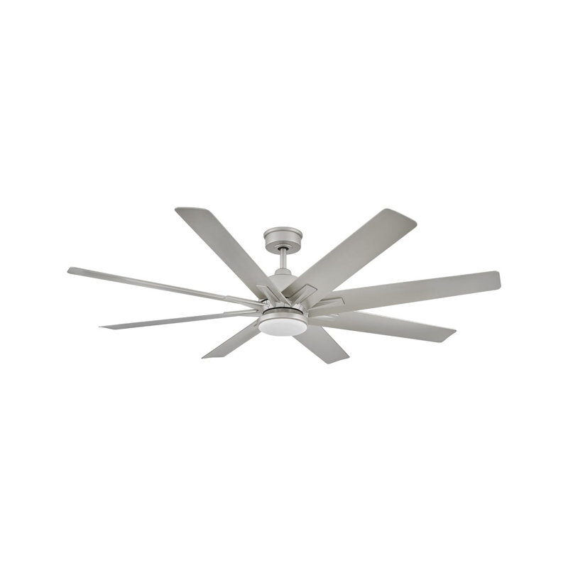 Ventilateur de plafond 66 pouces à DEL à 8 pales avec télécommande et éclairage inclus, Nickel brossé
