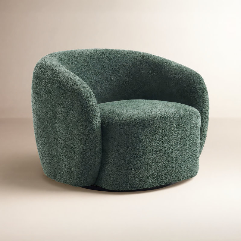 Fauteuil demi-tonneau pivotant rembourré Munehito, Vert