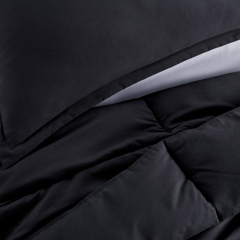 Black Full Microfiber Bedspread Set with Stain Protection