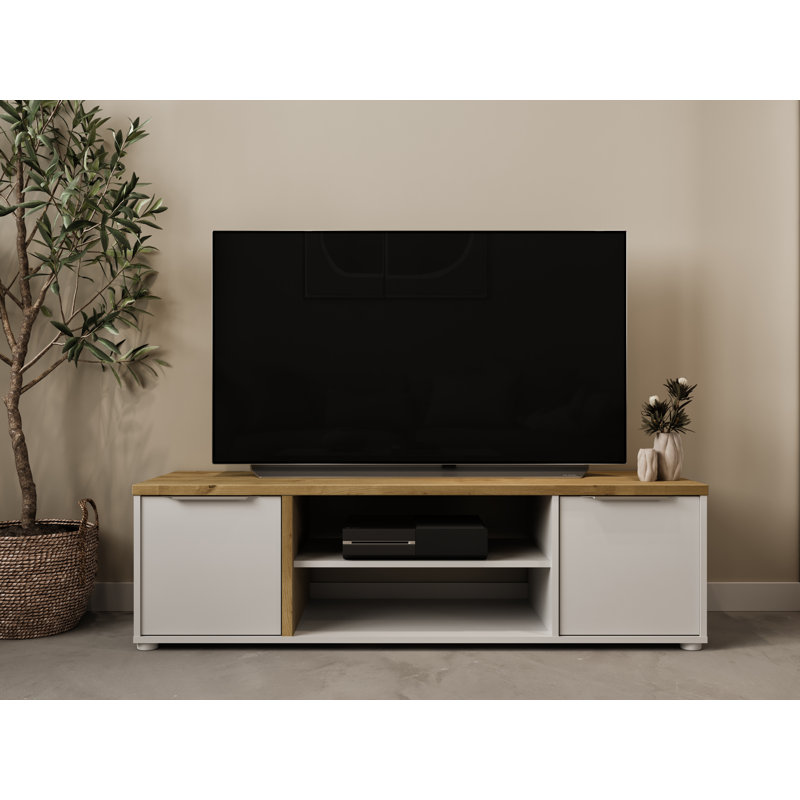 Svetolik Unfinished TV Stand, 39.1cm H x 134.8cm W x 39.6cm D, Oak Wood