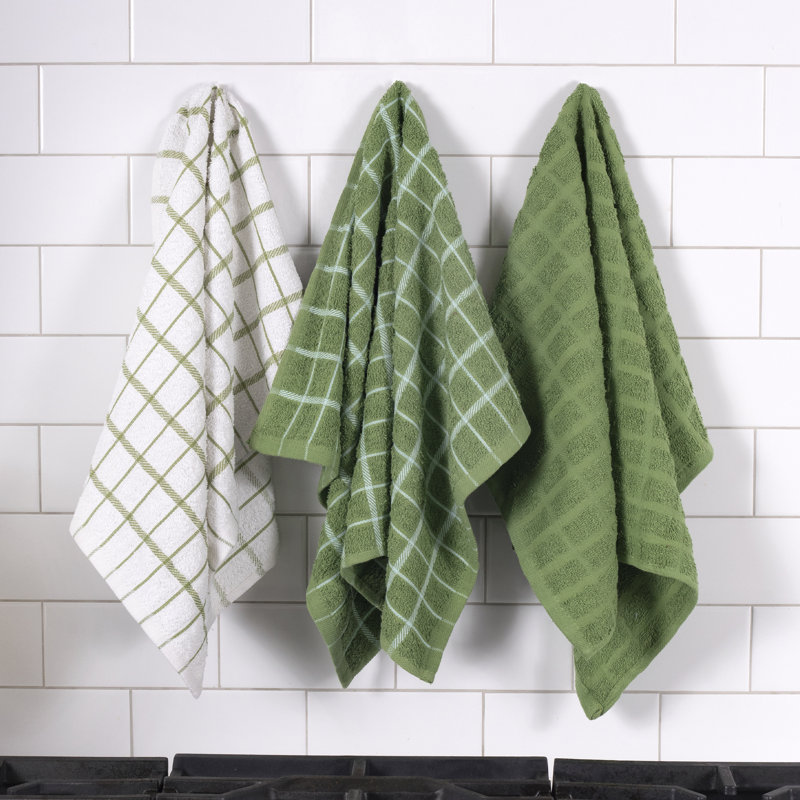 Cotton Plaid Tea Towel Kitchen Towel, Cactus