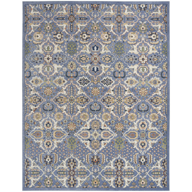 Tapis floral tissé à la machine ivoire 7 pi x 10 pi
