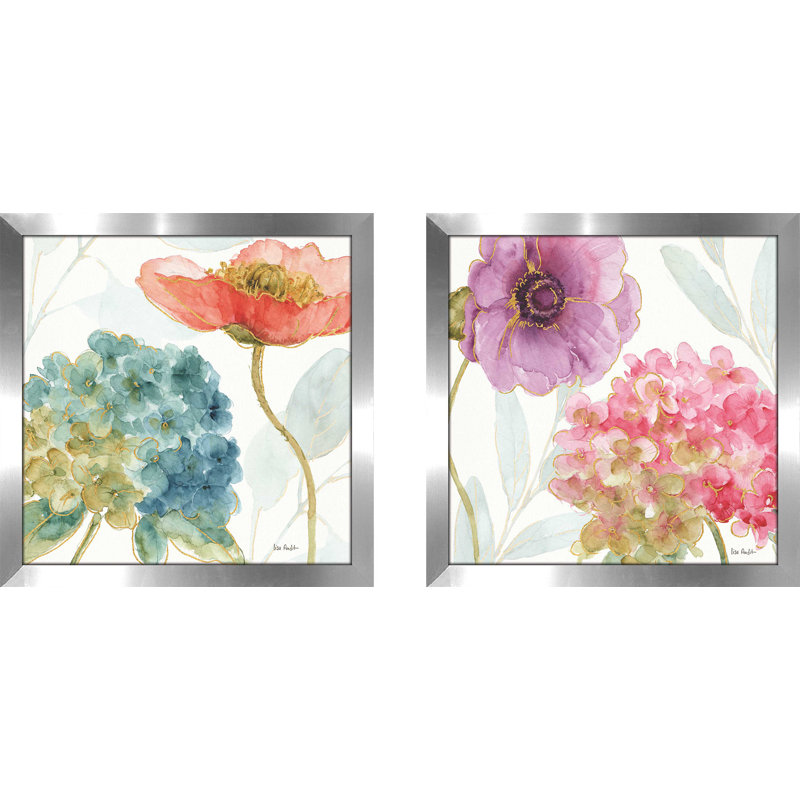 Rainbow Seeds Flowers IV - Ensemble de 2 reproductions de cadres photo sur papier, H 16,5 po x l 33 po, Pas de tapis