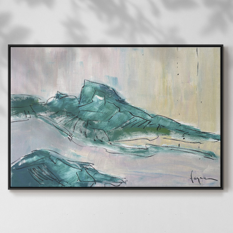 No Tears For The Mountain, toile tendue avec châssis de qualité supérieure - prête à être accrochée, Toile encadrée noire