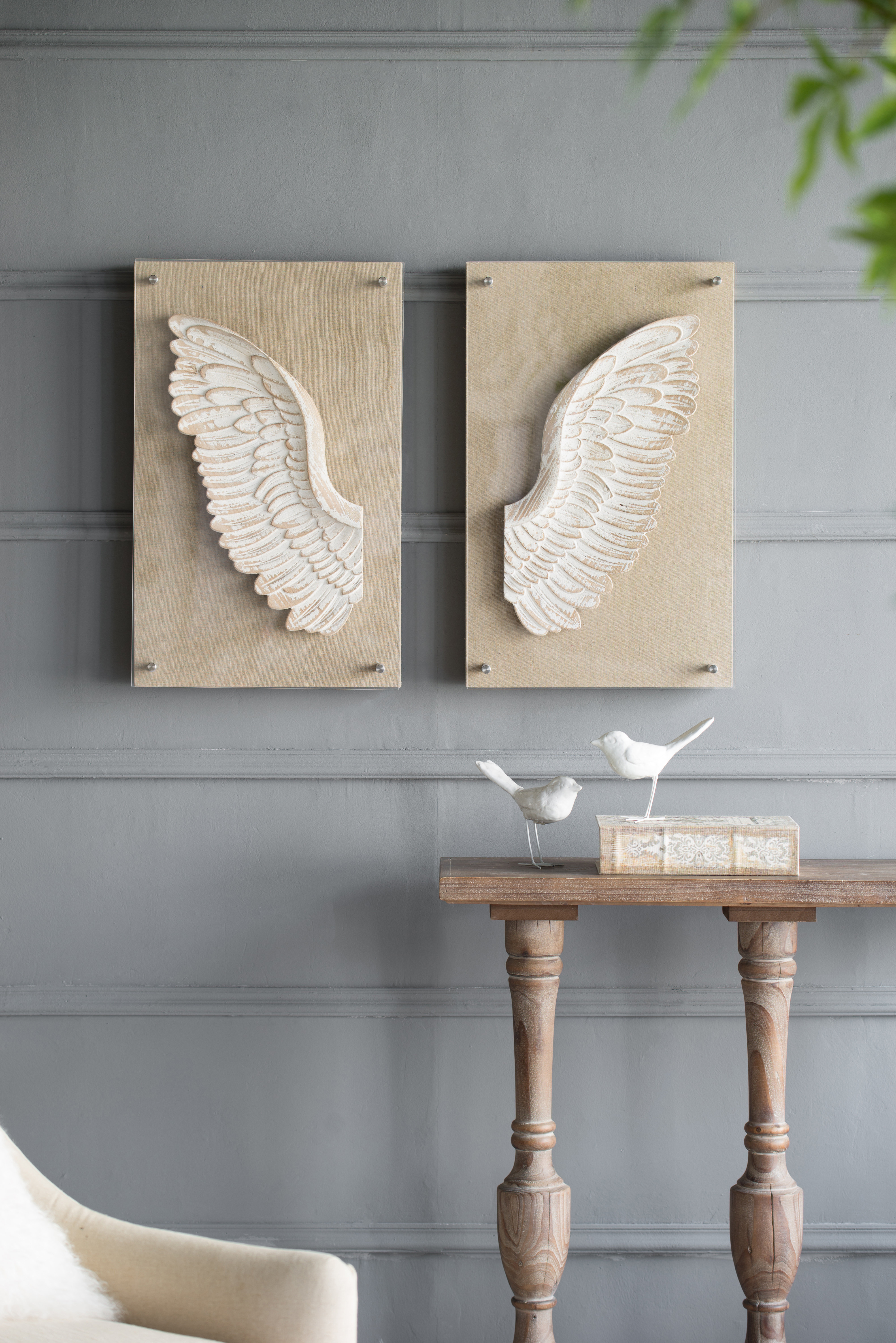 One Allium Way® 2 Piece Wood Carved Wing Set | Wayfair