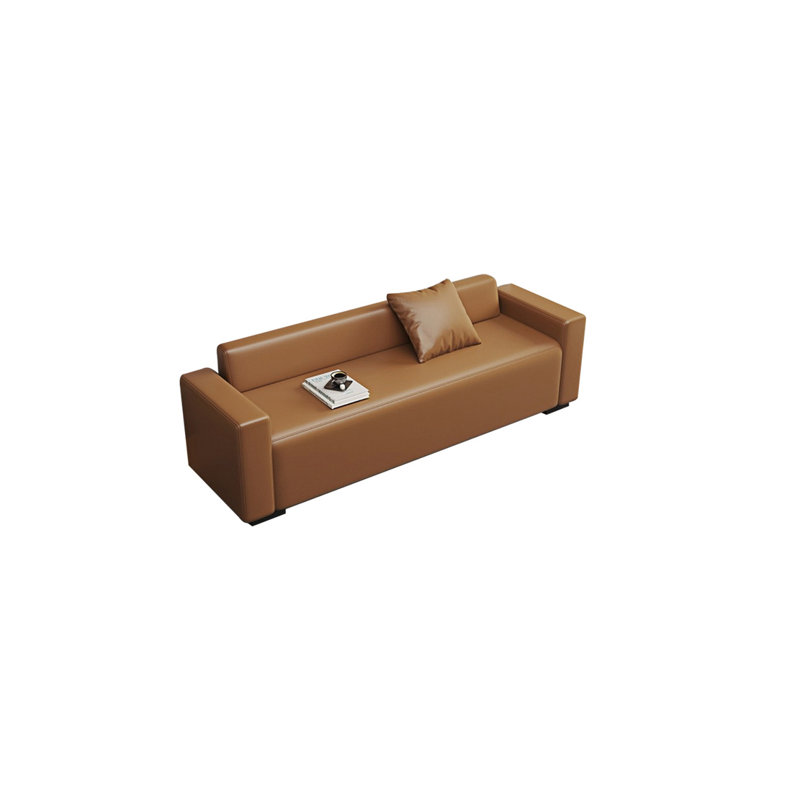Banc rembourré en similicuir Niria, Orange, H 23,62 po x l 59,05 po x P 21,65 po