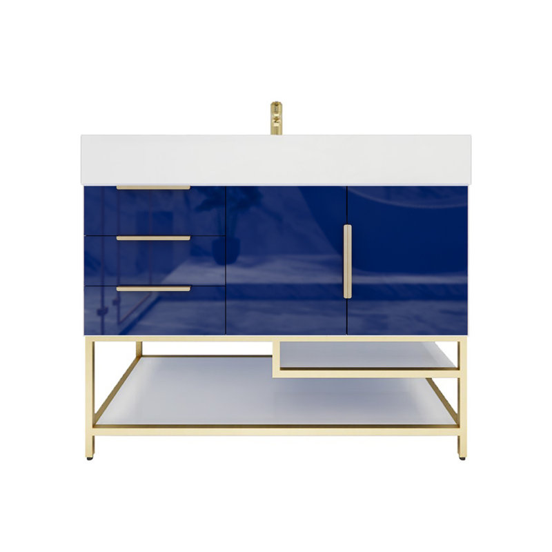 Ensemble de meuble-lavabo simple 42 po Glasgow, Bleu nuit ultrabrillant