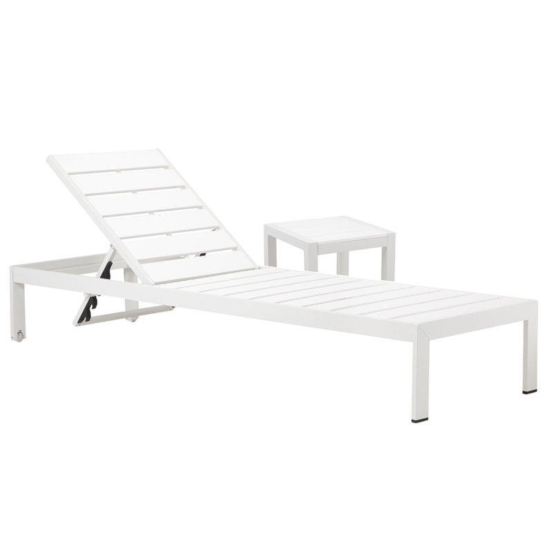 Ensemble de chaise longue inclinable 76 "avec table Aynura, Blanc
