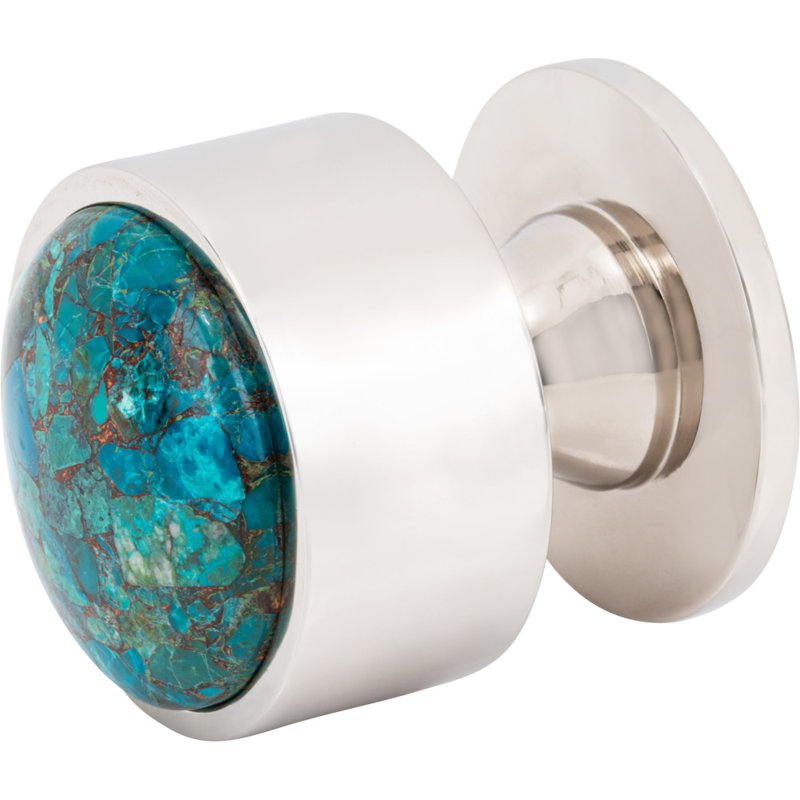 Firesky Diameter Knob, Mohave Turquoise, Polished Nickel, 1 3/8"